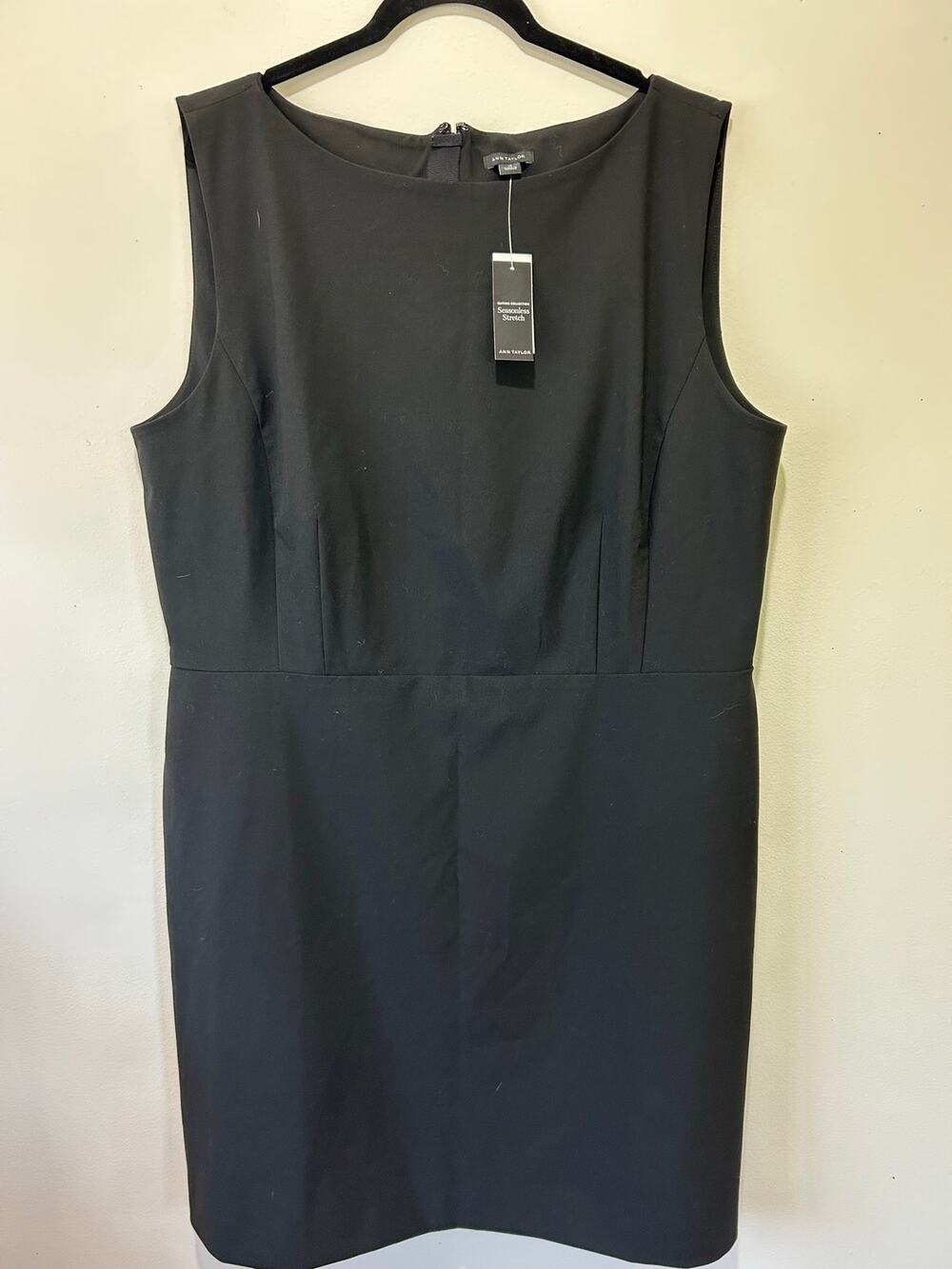 Ann Taylor black shift dress size 18 sleeveless NWT work office classic